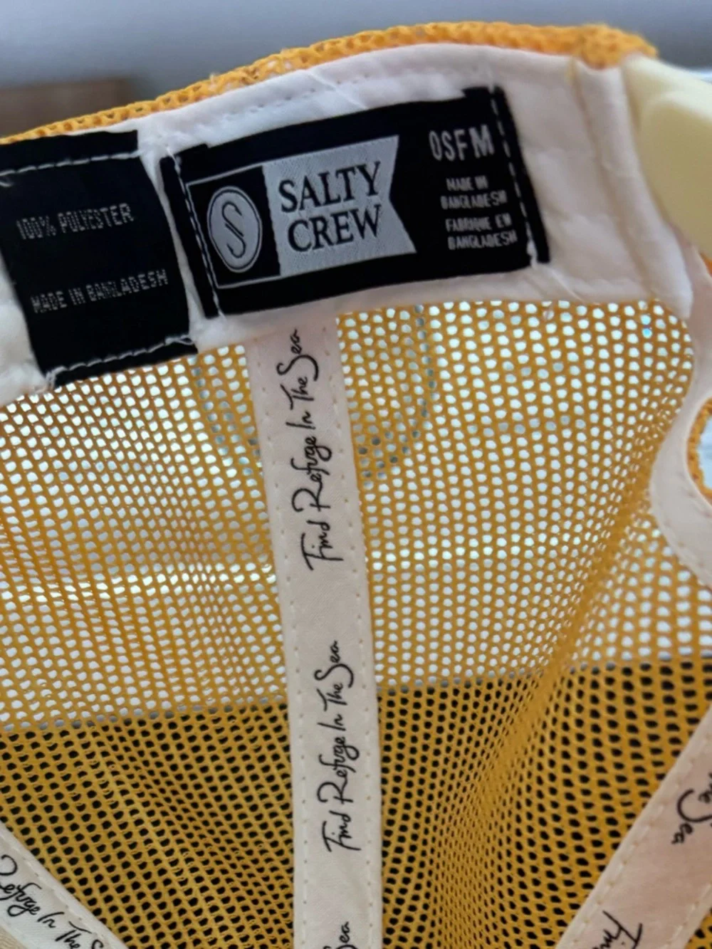 Salty Crew Breathable Snap Back Hat Colorblock Pink, Yellow, White One Size